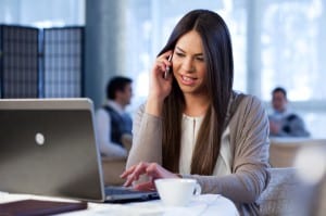 Coffee Review reader at desk