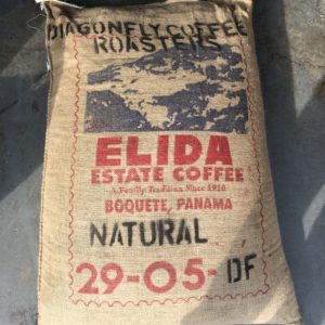 One of eight bags of Elida Estate Natural that Dragonfly Coffee buys every year, produced from the same field and processed by the same method.