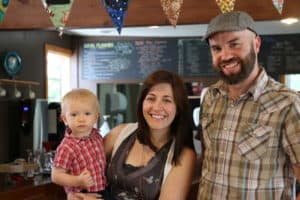 Tony and Jolie Greatorex (office manager) with co-founders Haden Polseno-Hensley and Rose McCutchan's baby, Mac