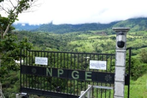 Front gate at Ninety Plus farm in Panama