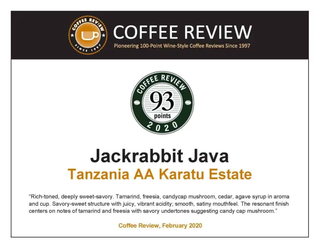 Coffee Review Award Certificate - Sample