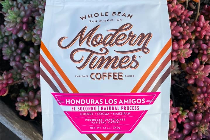 Modern Times Honduras natural coffee roasted in San Diego. Courtesy of Modern TImes Coffee.